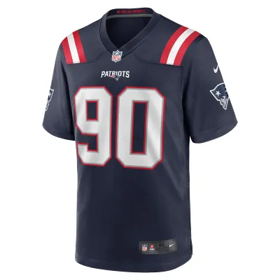 Men's New England Patriots Christian Barmore  Navy Player Game Jersey 02