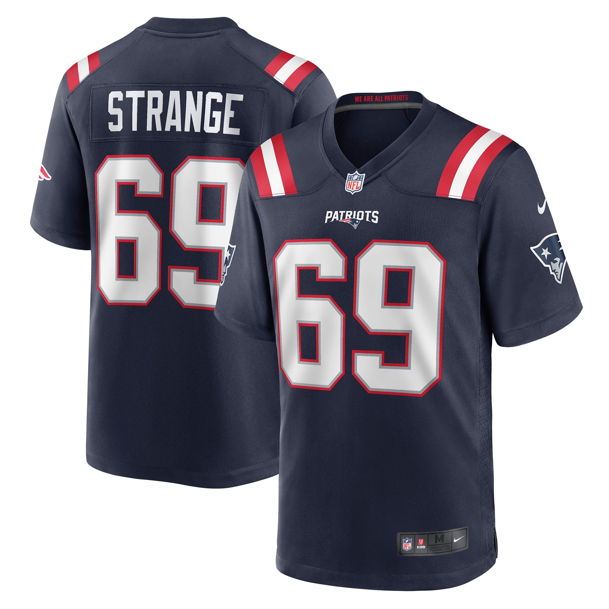 Men's New England Patriots Cole Strange Navy Player Game Jersey
