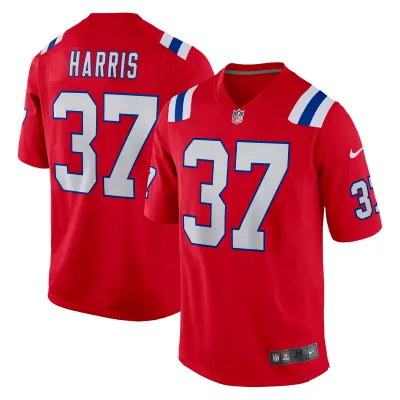 Men's New England Patriots Damien Harris  Red Alternate Game Jersey 01