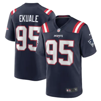 Men's New England Patriots Daniel Ekuale Navy Game Player Jersey 01