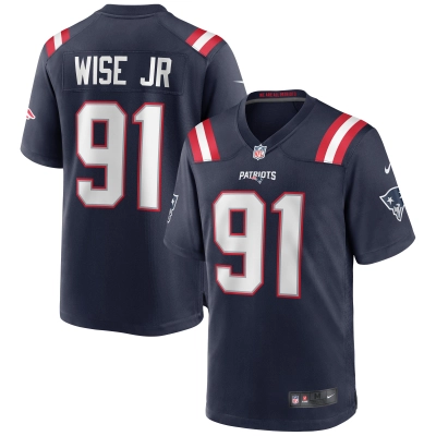 Men's New England Patriots Deatrich Wise Jr. Navy Game Jersey 01