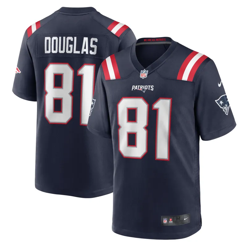 Men's New England Patriots Demario Douglas  Navy Game Jersey