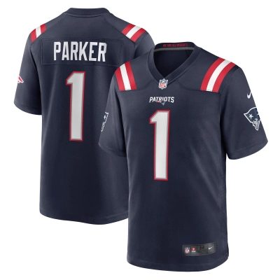 Men's New England Patriots DeVante Parker Navy Game Jersey 01