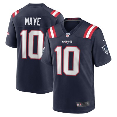 Men's New England Patriots Drake Maye Navy 2024 NFL Draft First Round Pick Player Game Jersey 01