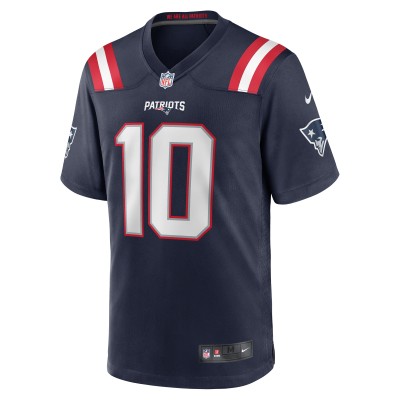 Men's New England Patriots Drake Maye Navy 2024 NFL Draft First Round Pick Player Game Jersey 02
