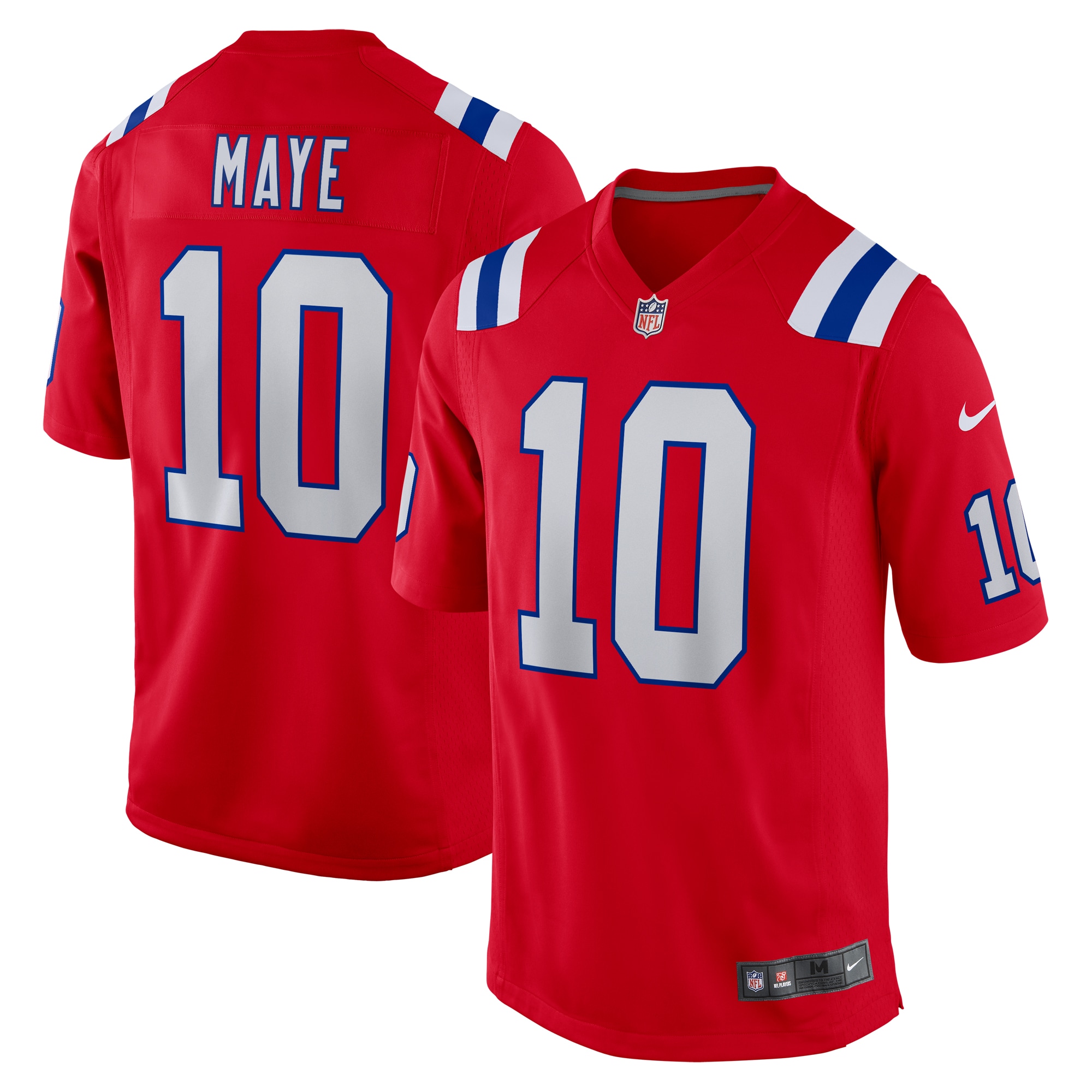 Men's New England Patriots Drake Maye Red 2024 NFL Draft First Round Pick Player Game Jersey