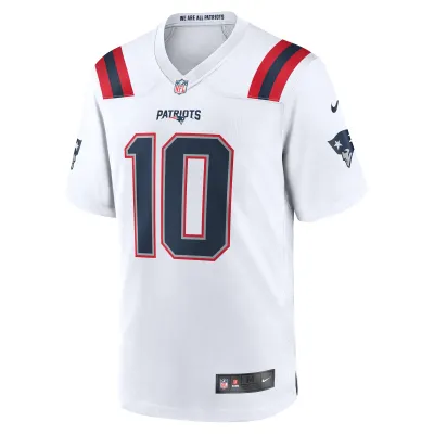 Men's New England Patriots Drake Maye White 2024 NFL Draft First Round Pick Player Game Jersey 02