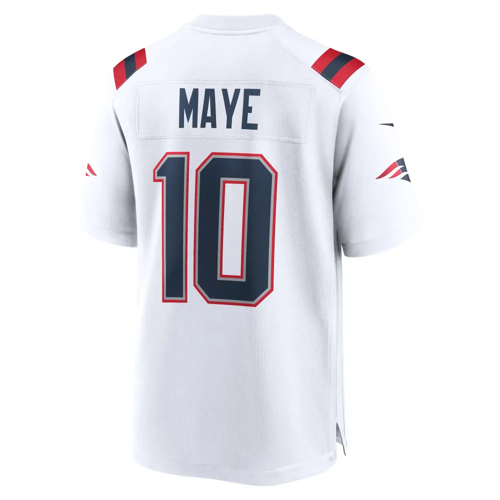 Men's New England Patriots Drake Maye White 2024 NFL Draft First Round Pick Player Game Jersey