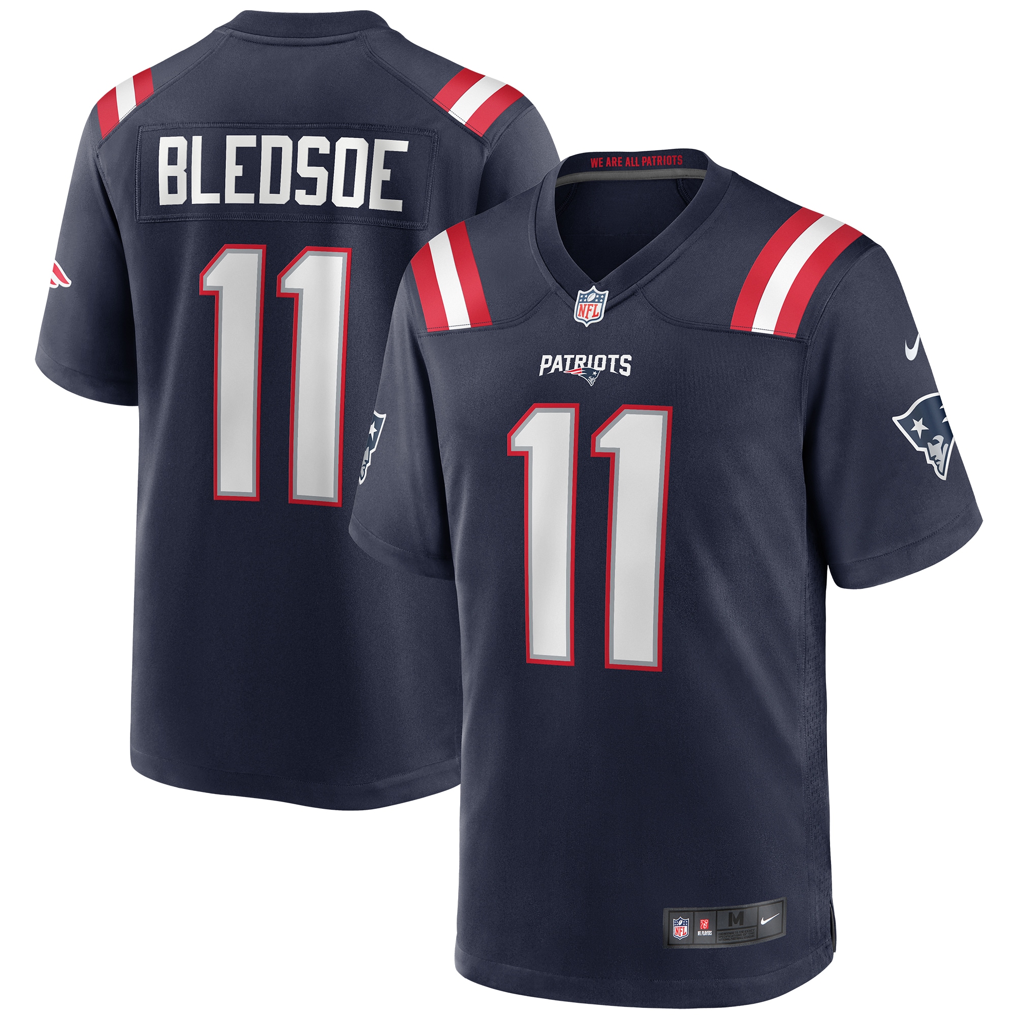 Men's New England Patriots Drew Bledsoe Navy Game Retired Player Jersey