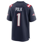 Men's New England Patriots Ja'Lynn Polk  Navy Team Game Jersey