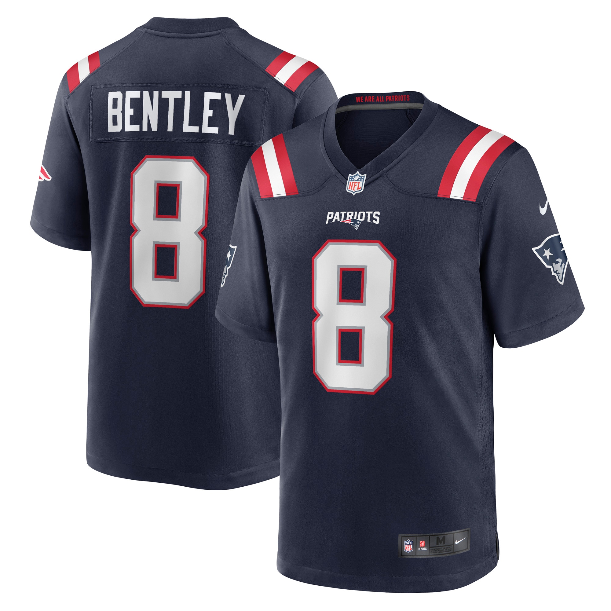 Men's New England Patriots Ja'Whaun Bentley Navy Game Player Jersey