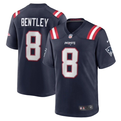 Men's New England Patriots Ja'Whaun Bentley Navy Game Player Jersey 01