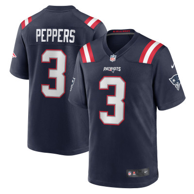 Men's New England Patriots Jabrill Peppers Navy Game Jersey 01