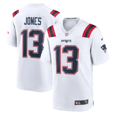 Men's New England Patriots Jack Jones White Game Player Jersey 01