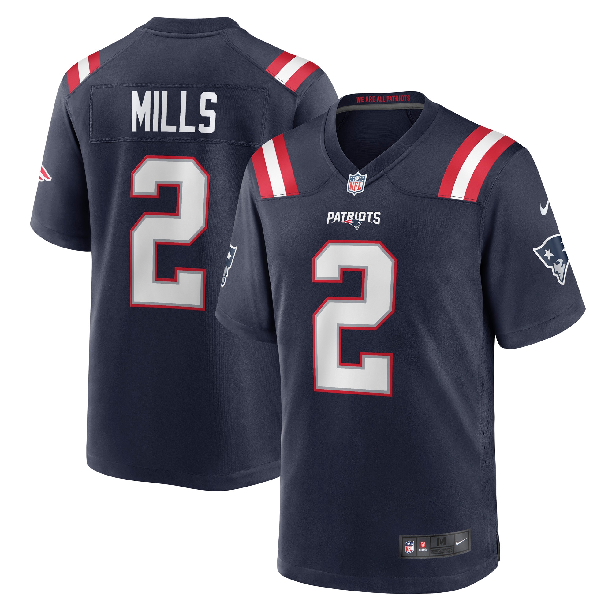 Men's New England Patriots Jalen Mills Navy Game Player Jersey