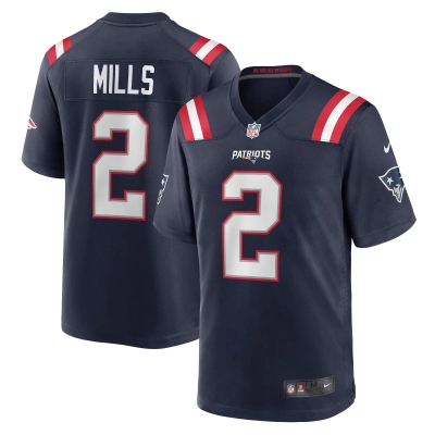 Men's New England Patriots Jalen Mills Navy Game Player Jersey 01