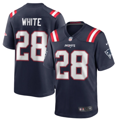 Men's New England Patriots James White Navy Game Player Jersey 01