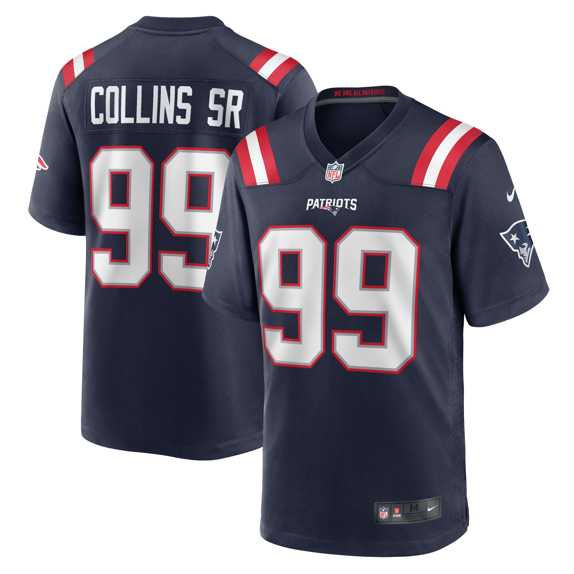 Men's New England Patriots Jamie Collins Sr. Navy Home Game Player Jersey