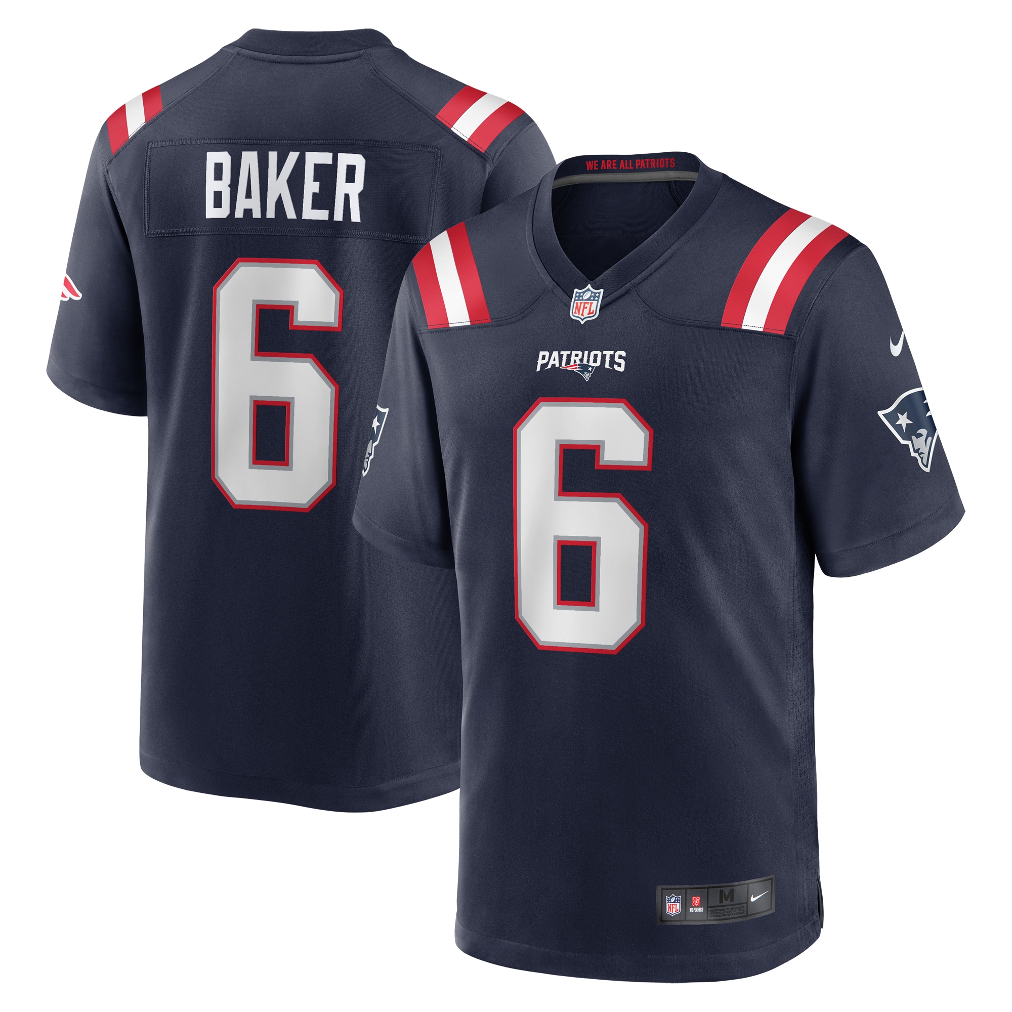 Men's New England Patriots Javon Baker  Navy Team Game Jersey