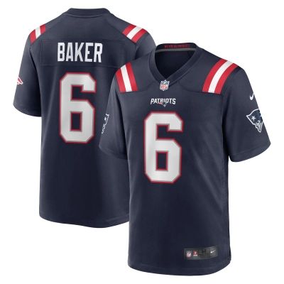 Men's New England Patriots Javon Baker  Navy Team Game Jersey 01