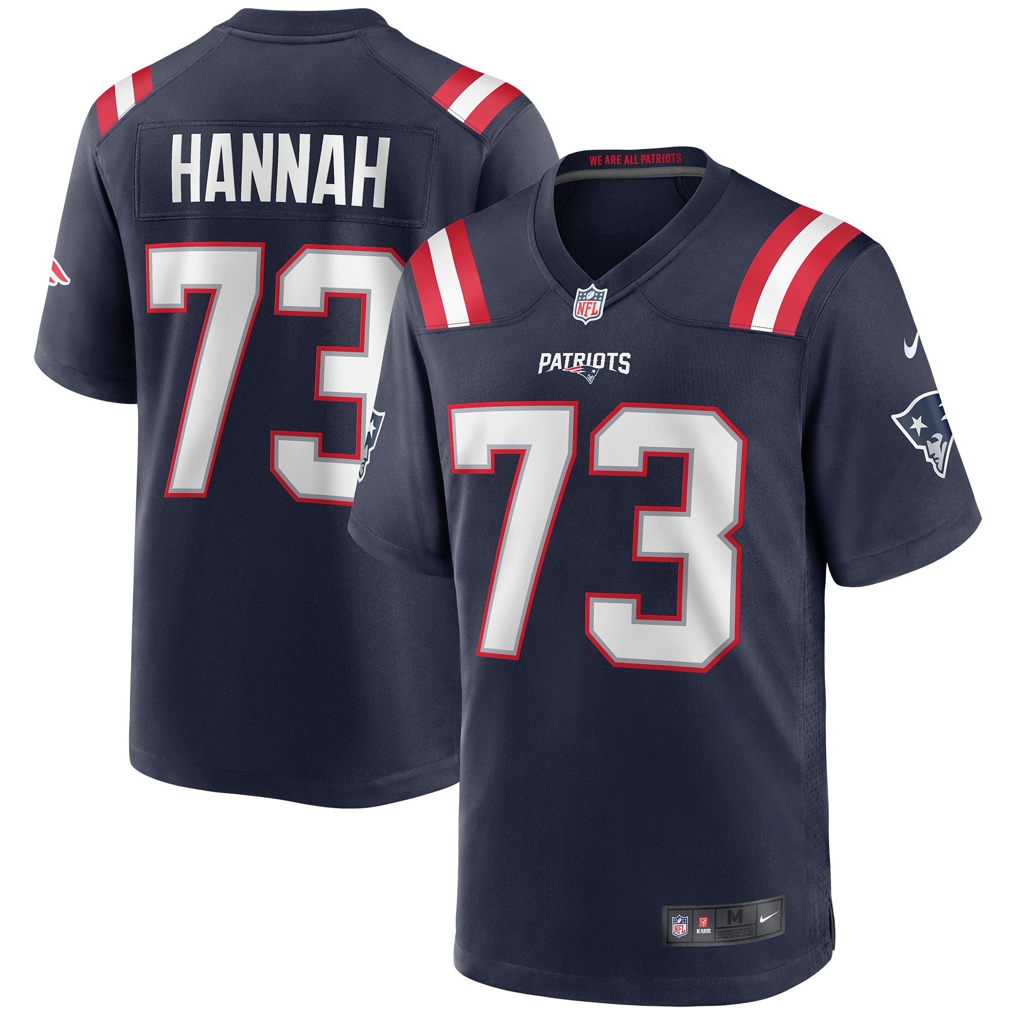 Men's New England Patriots John Hannah Navy Game Retired Player Jersey