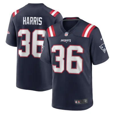 Men's New England Patriots Kevin Harris Navy Game Player Jersey 01