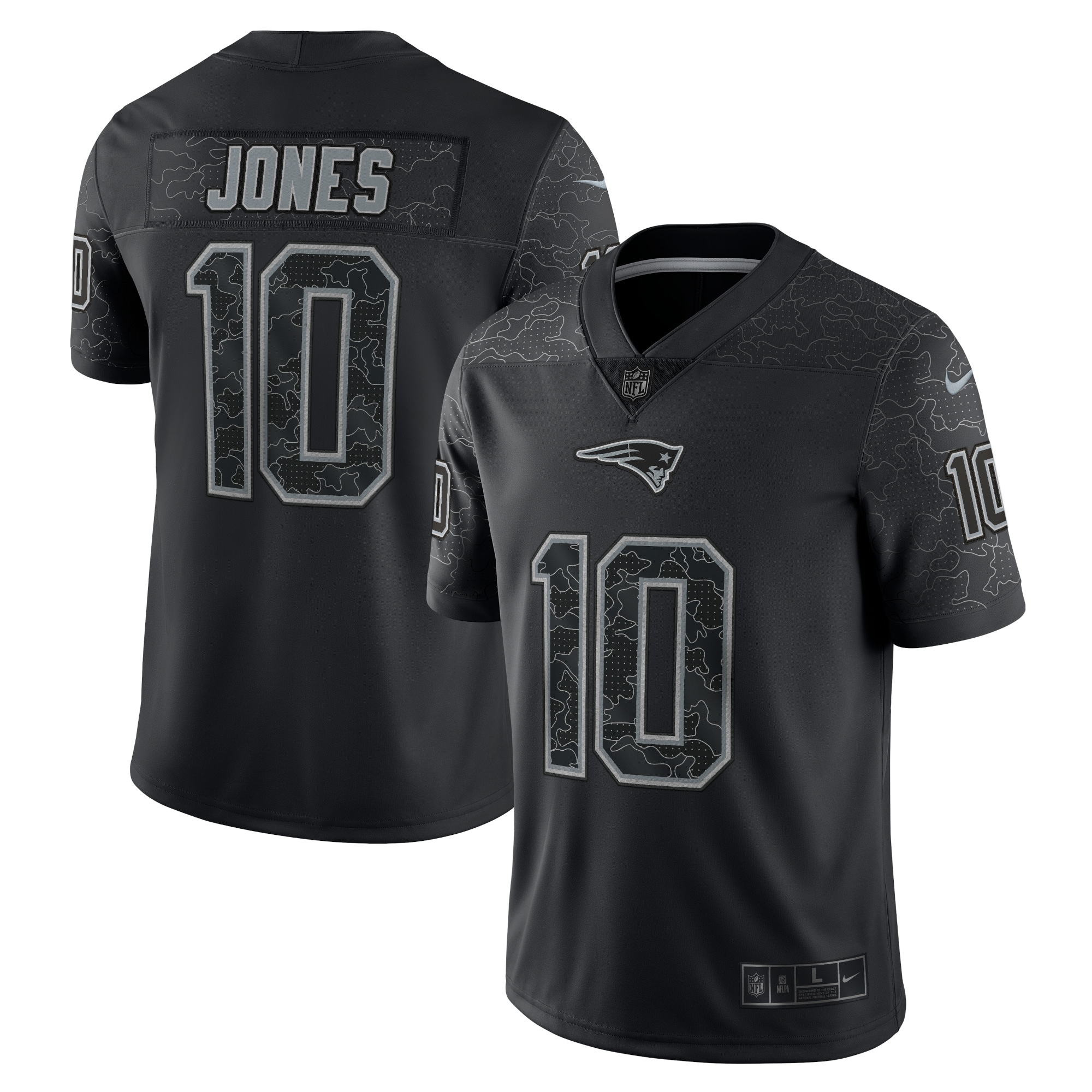 Men's New England Patriots Mac Jones Black RFLCTV Limited Jersey