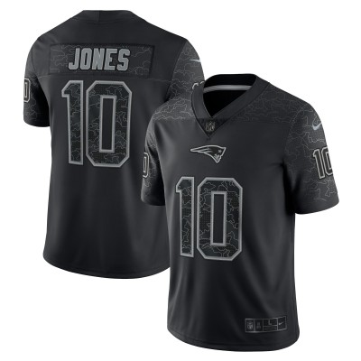 Men's New England Patriots Mac Jones Black RFLCTV Limited Jersey 01