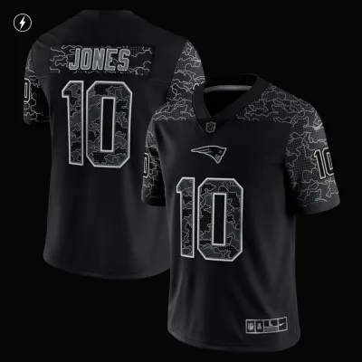 Men's New England Patriots Mac Jones Black RFLCTV Limited Jersey 02