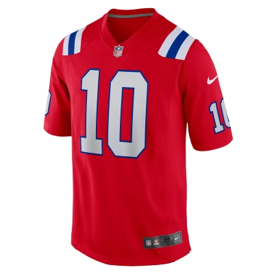 Men's New England Patriots Mac Jones Red Alternate Game Jersey 02