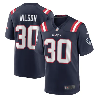 Men's New England Patriots Mack Wilson  Navy Game Jersey 01