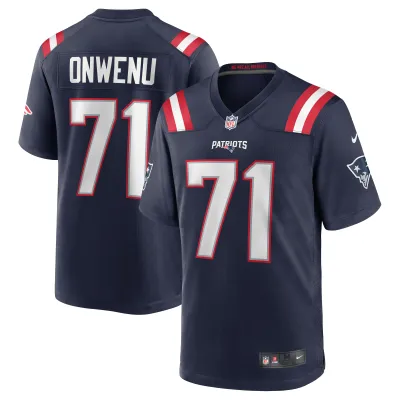 Men's New England Patriots Mike Onwenu Navy Team Game Jersey 01