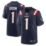 Men's New England Patriots Number 1 Groom Navy Game Jersey