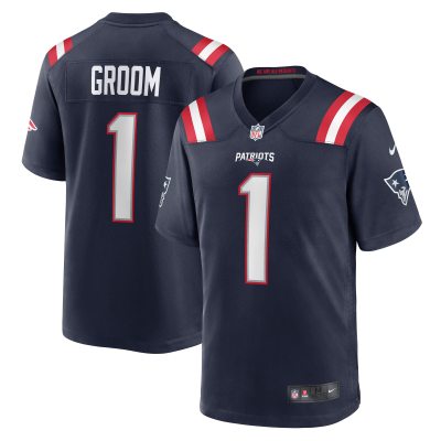 Men's New England Patriots Number 1 Groom Navy Game Jersey 01