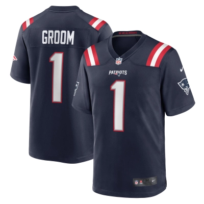 Men's New England Patriots Number 1 Groom Navy Game Jersey 01