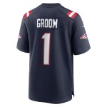 Men's New England Patriots Number 1 Groom Navy Game Jersey
