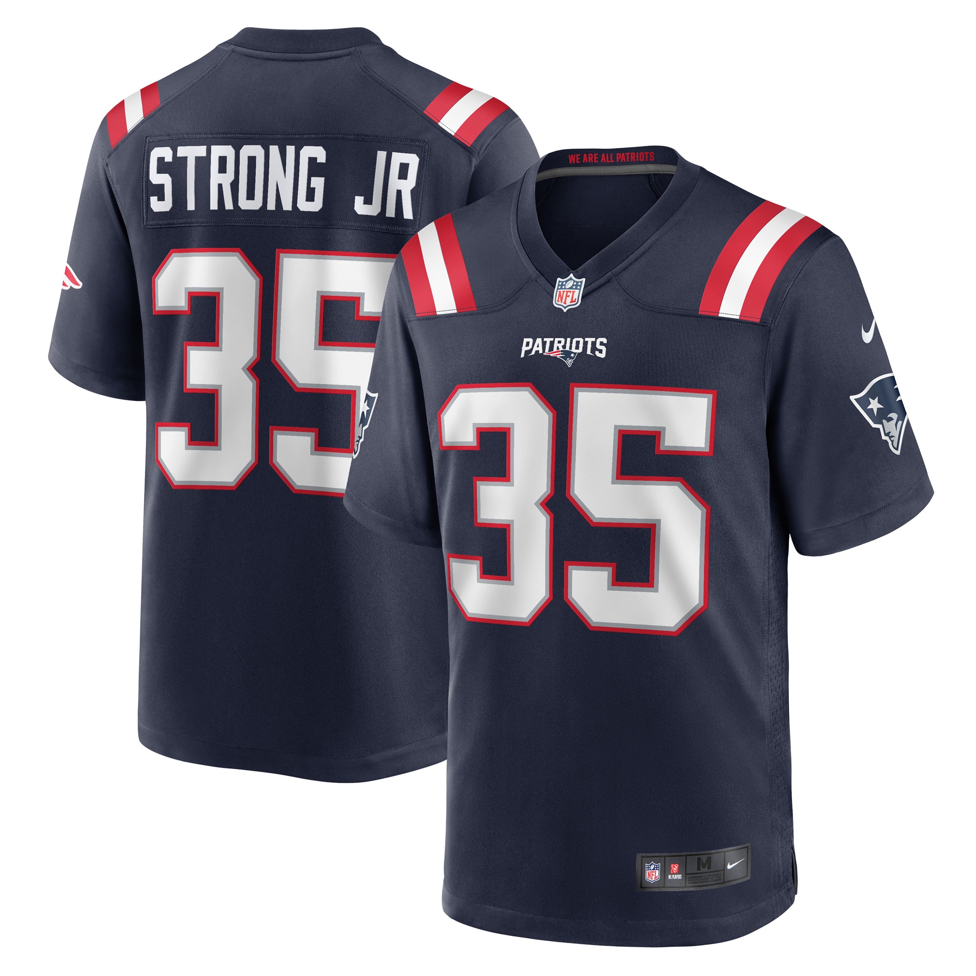 Men's New England Patriots Pierre Strong Jr. Navy Game Player Jersey