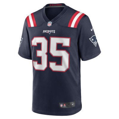 Men's New England Patriots Pierre Strong Jr. Navy Game Player Jersey 02