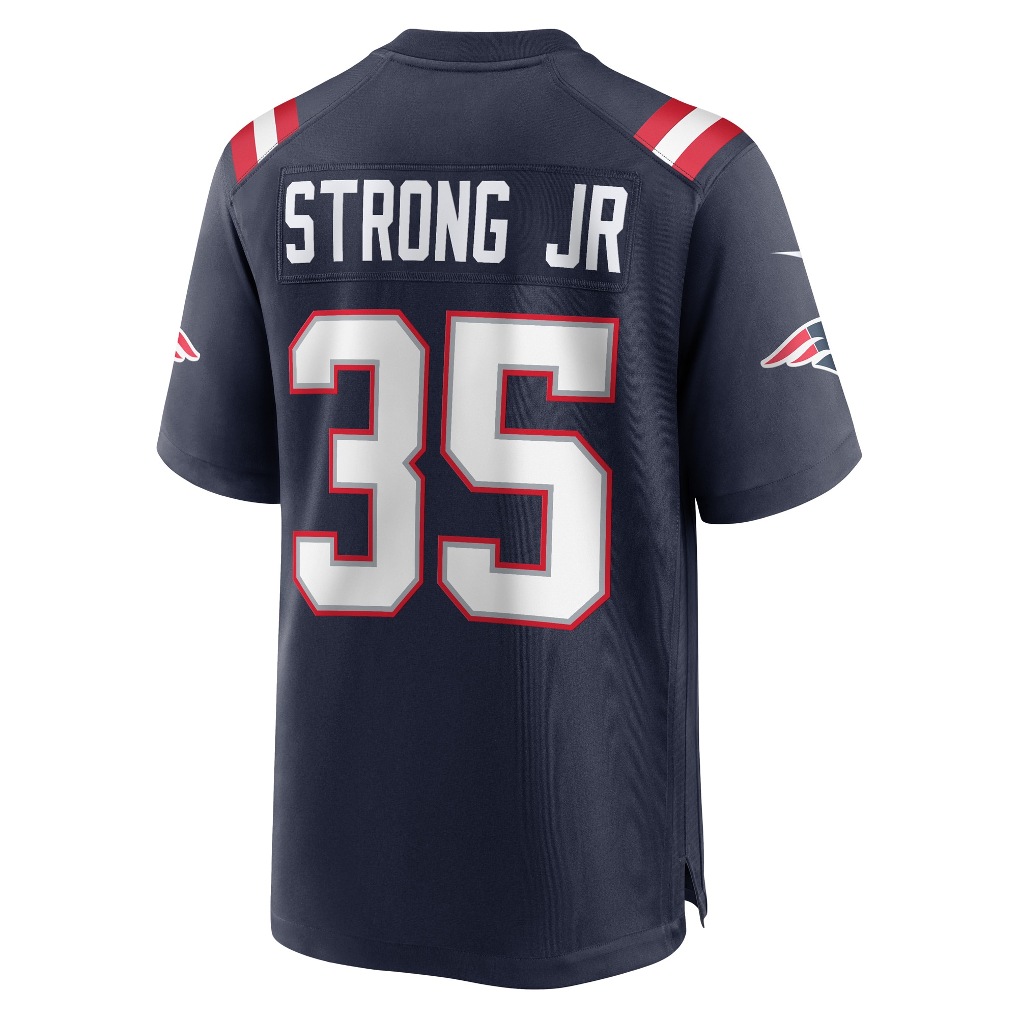 Men's New England Patriots Pierre Strong Jr. Navy Game Player Jersey