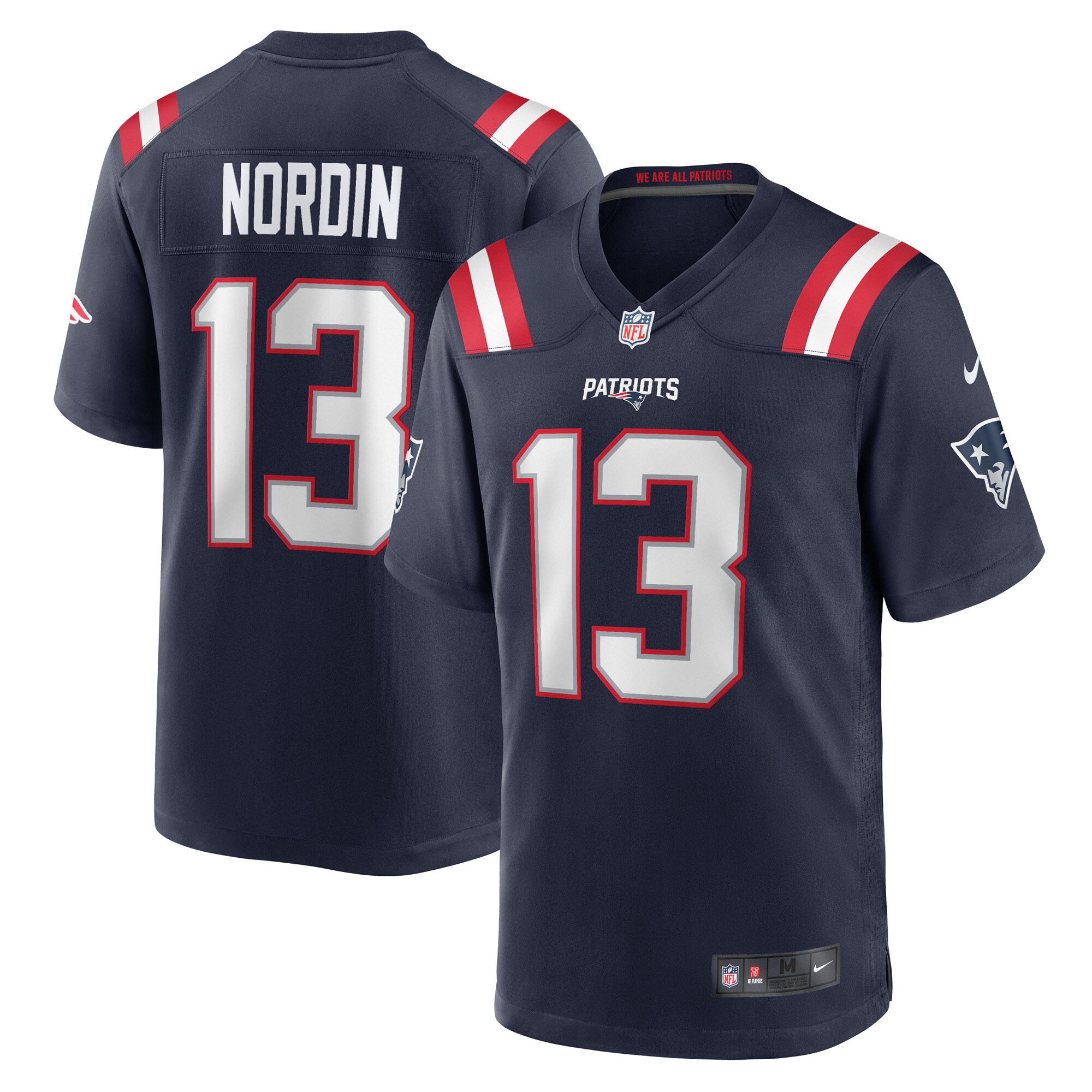 Men's New England Patriots Quinn Nordin Navy Game Player Jersey