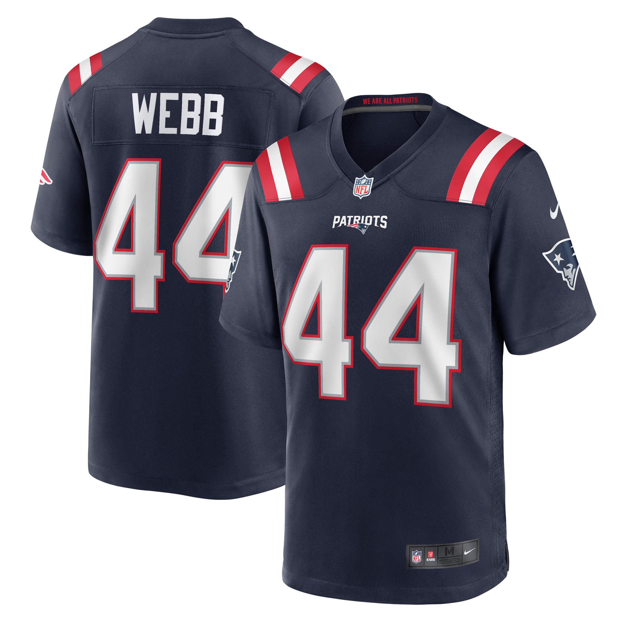 Men's New England Patriots Raleigh Webb Navy Home Game Player Jersey