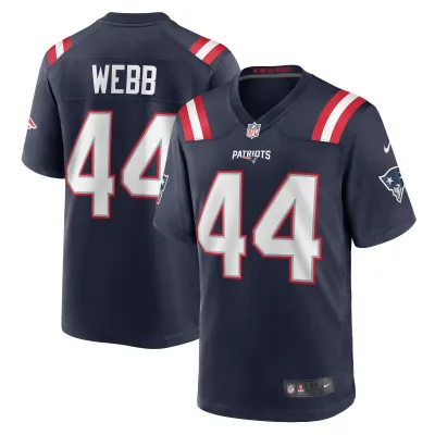 Men's New England Patriots Raleigh Webb Navy Home Game Player Jersey 01