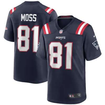 Men's New England Patriots Randy Moss  Navy Game Retired Player Jersey 01