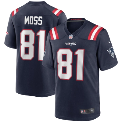 Men's New England Patriots Randy Moss Navy Game Retired Player Jersey 01