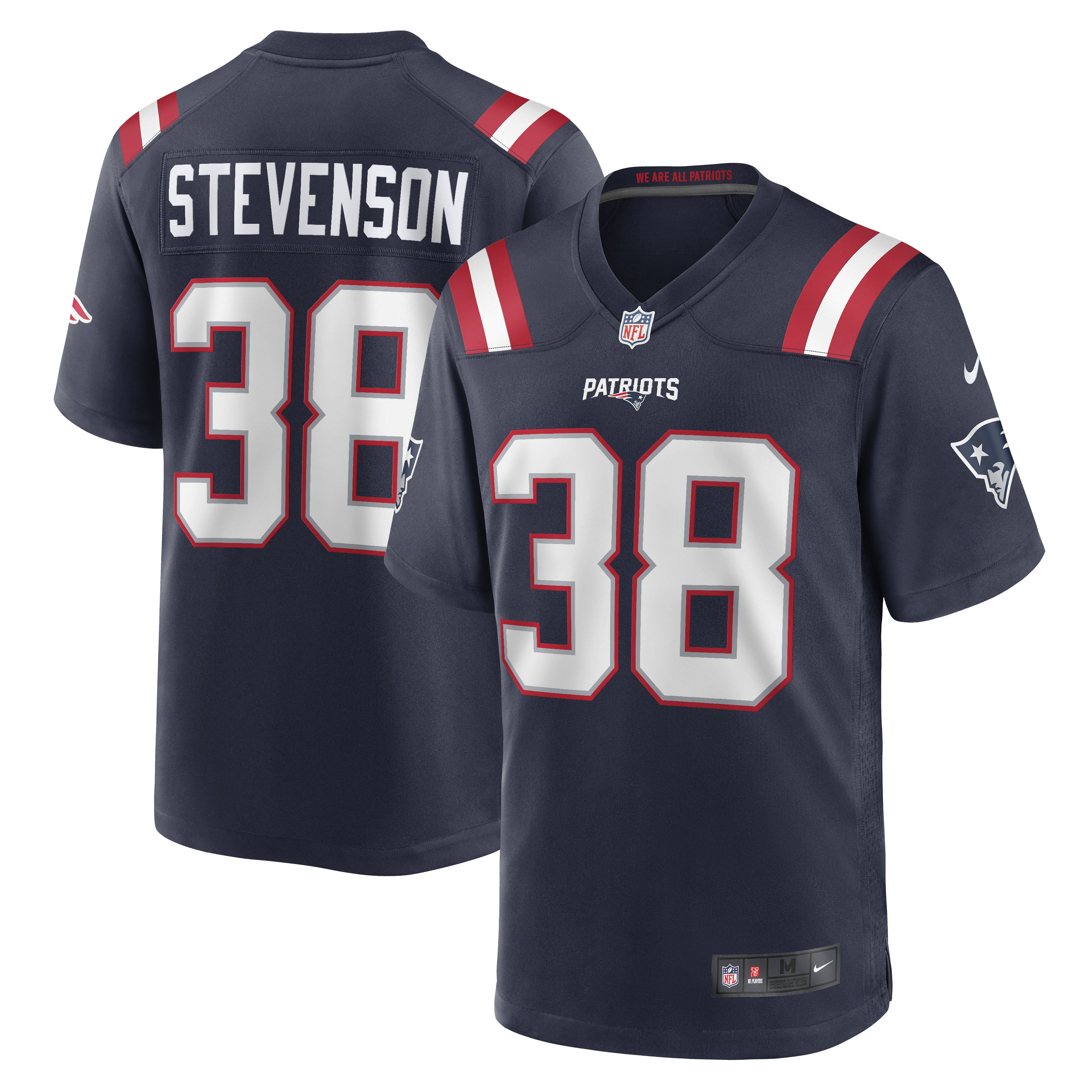 Men's New England Patriots Rhamondre Stevenson Navy Game Jersey