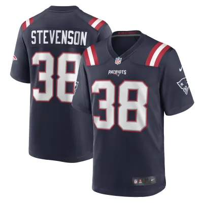 Men's New England Patriots Rhamondre Stevenson Navy Game Jersey 01