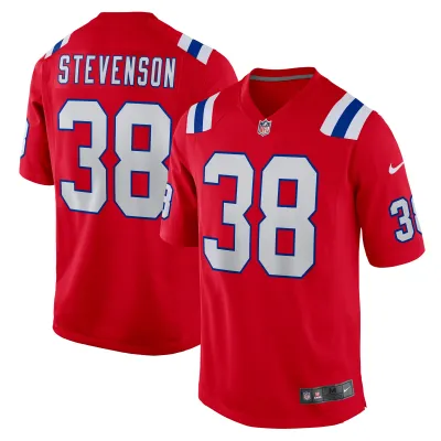 Men's New England Patriots Rhamondre Stevenson Red Alternate Game Player Jersey 01