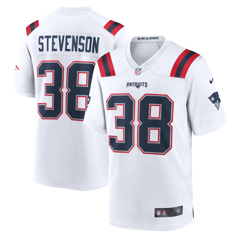 Men's New England Patriots Rhamondre Stevenson White Game Player Jersey