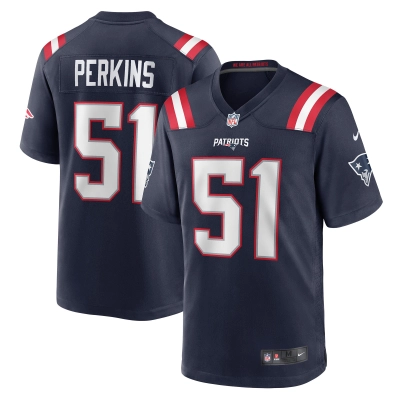 Men's New England Patriots Ronnie Perkins Navy Game Jersey 01
