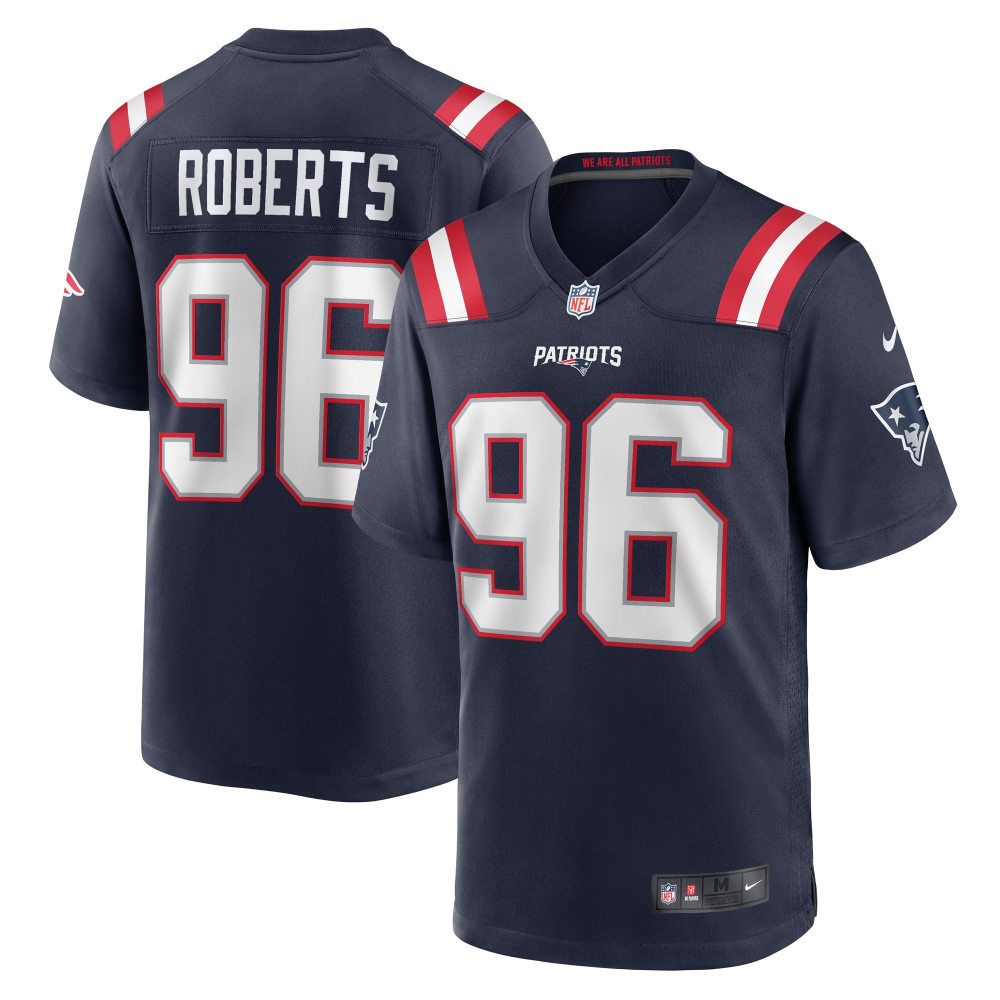 Men's New England Patriots Sam Roberts Navy Game Player Jersey